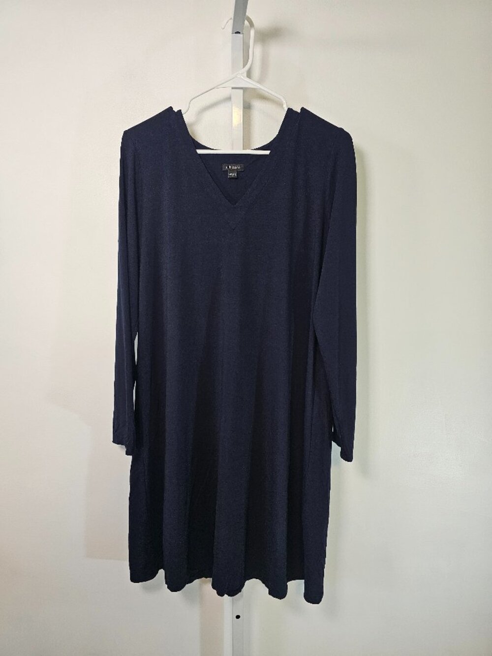 J Jill Wearever Dress Navy Blue Shift Casual Jersey Minimalist Lagenlook M